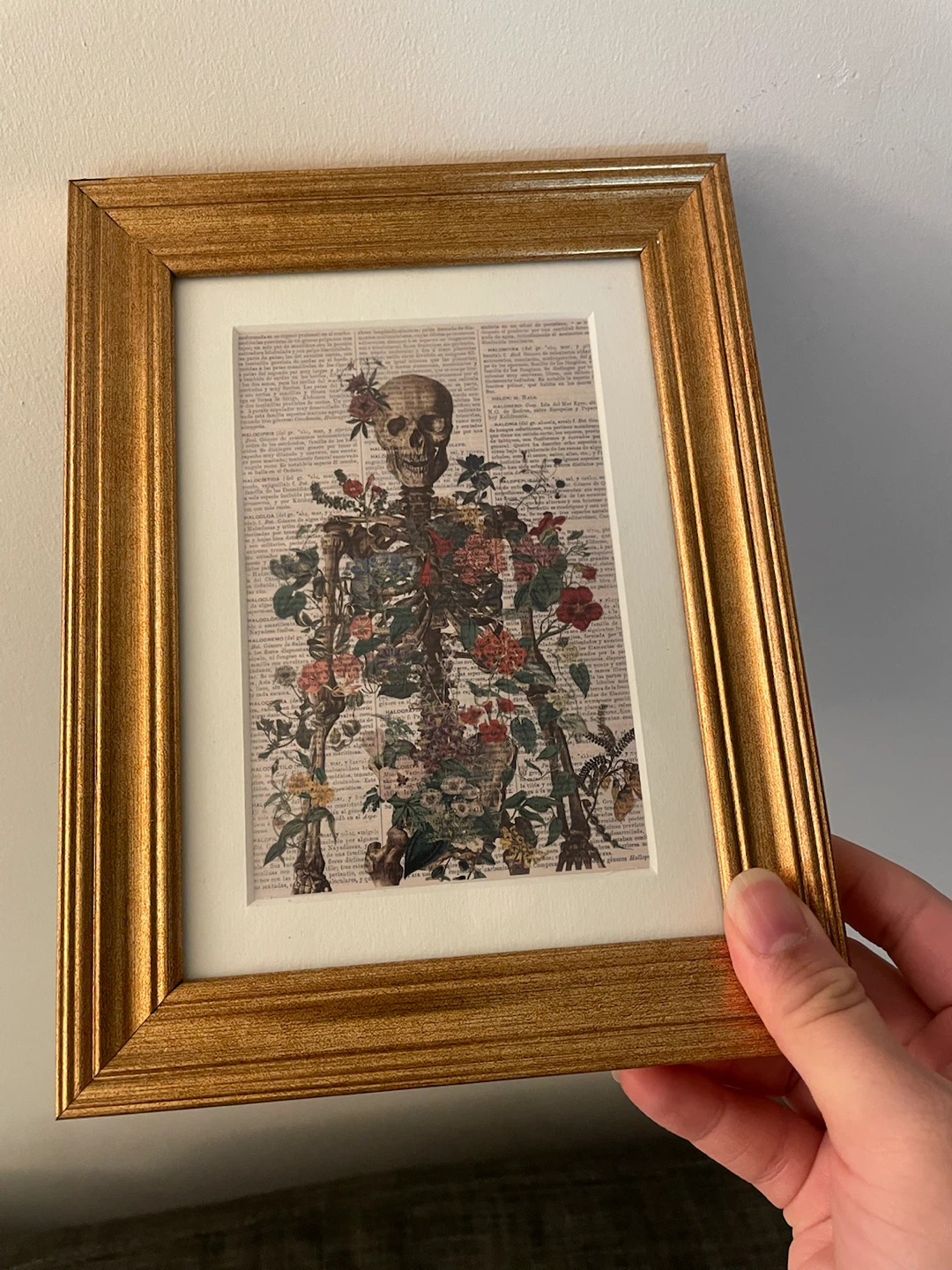 Framed Skeleton and Floral Art Print