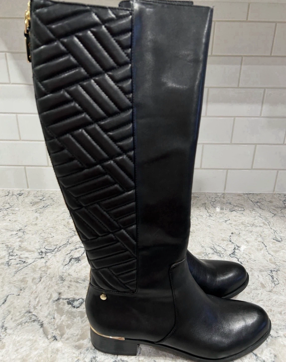 Calvin Klein Tall Rise Riding Style Zip Up Women’s Black Boots - photo 2