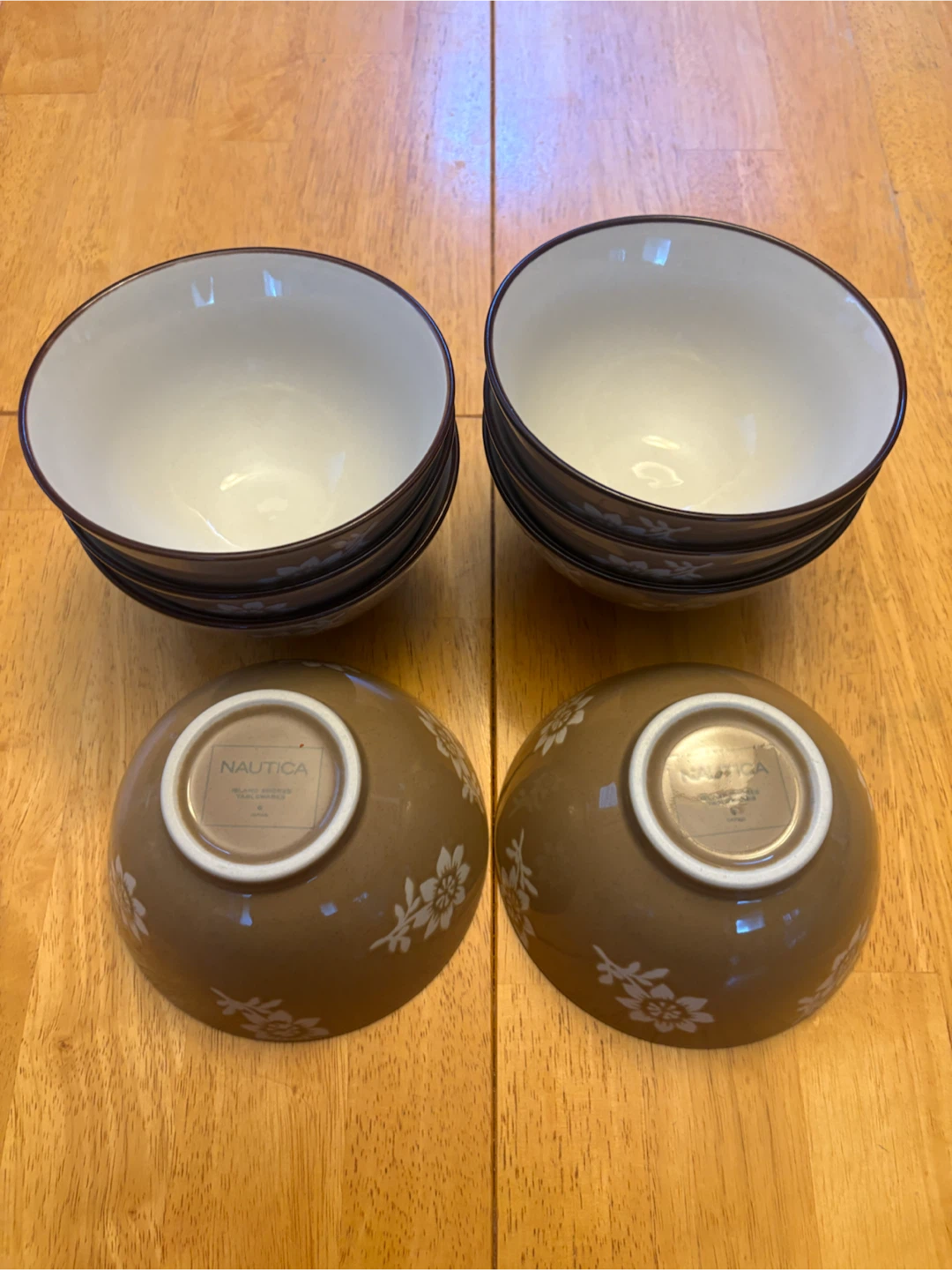 Nautica Brown Floral Bowls Set of 6 - photo 2