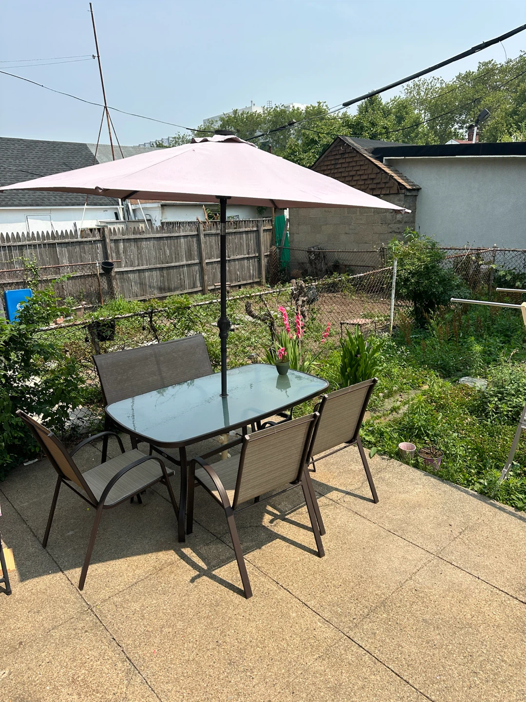 Glass Top Patio Dining Set with Umbrella - photo 3