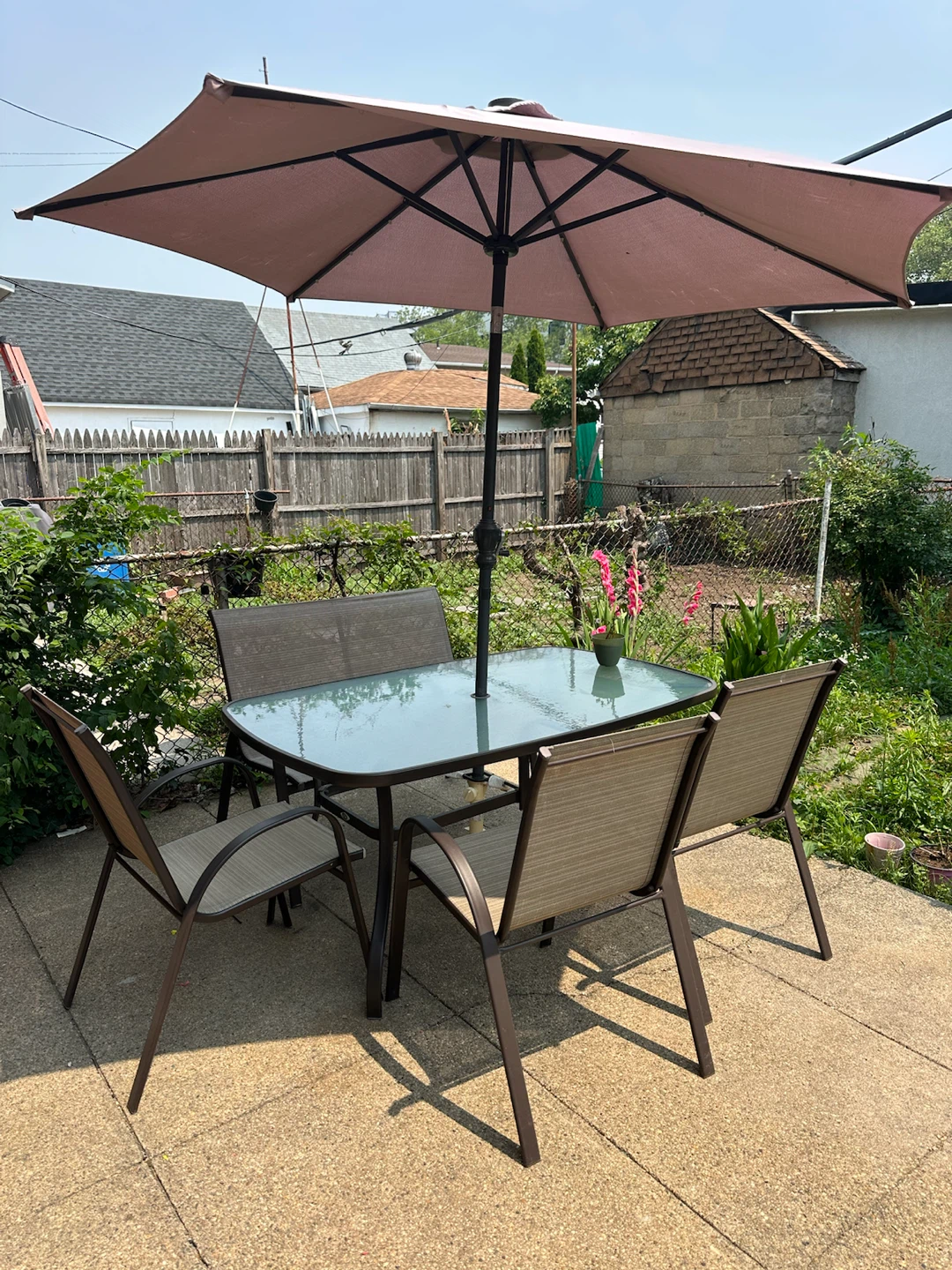 Glass Top Patio Dining Set with Umbrella - photo 4