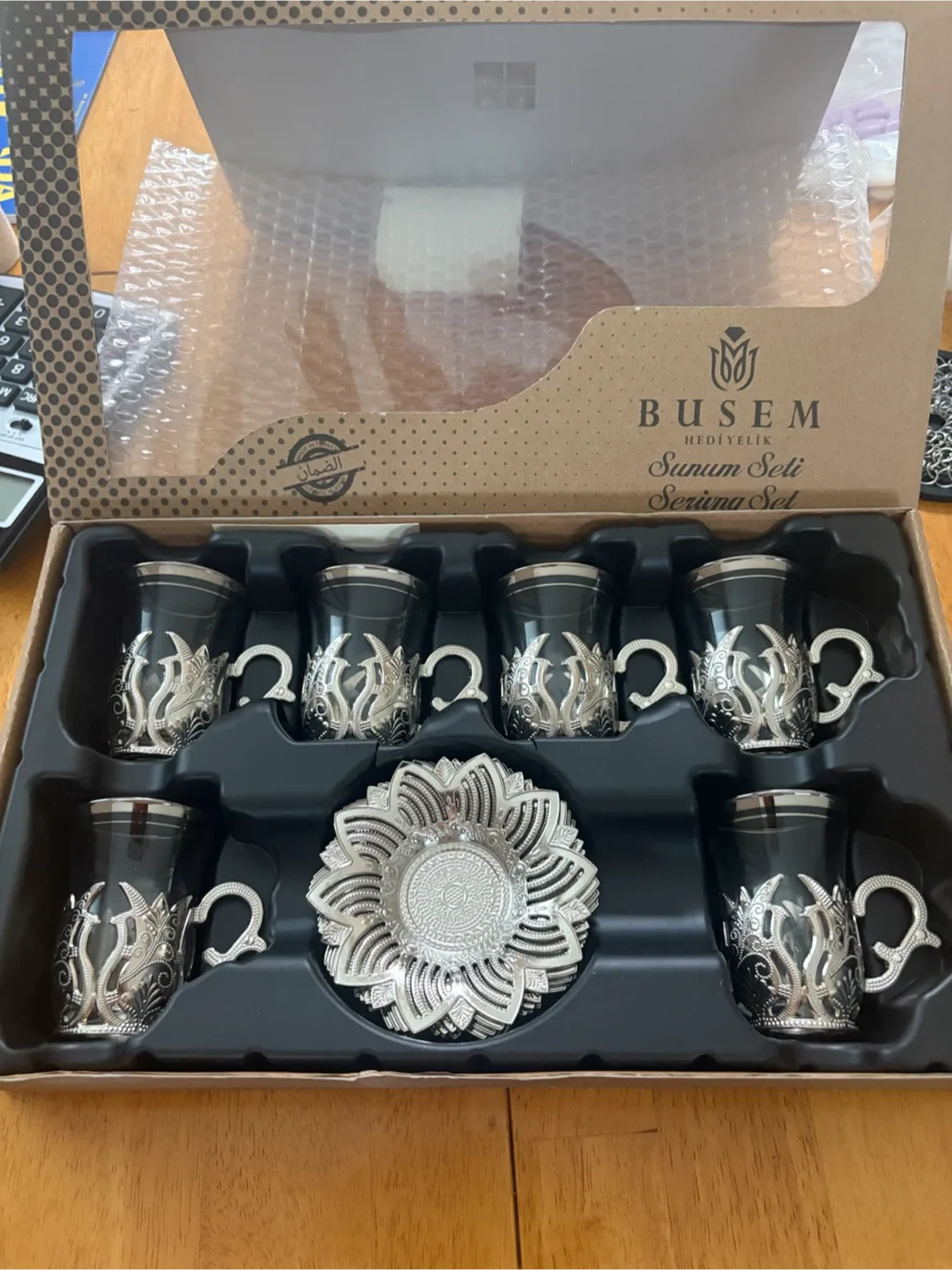 Busem 6-Piece Turkish Tea Glass Set with Saucers - photo 2