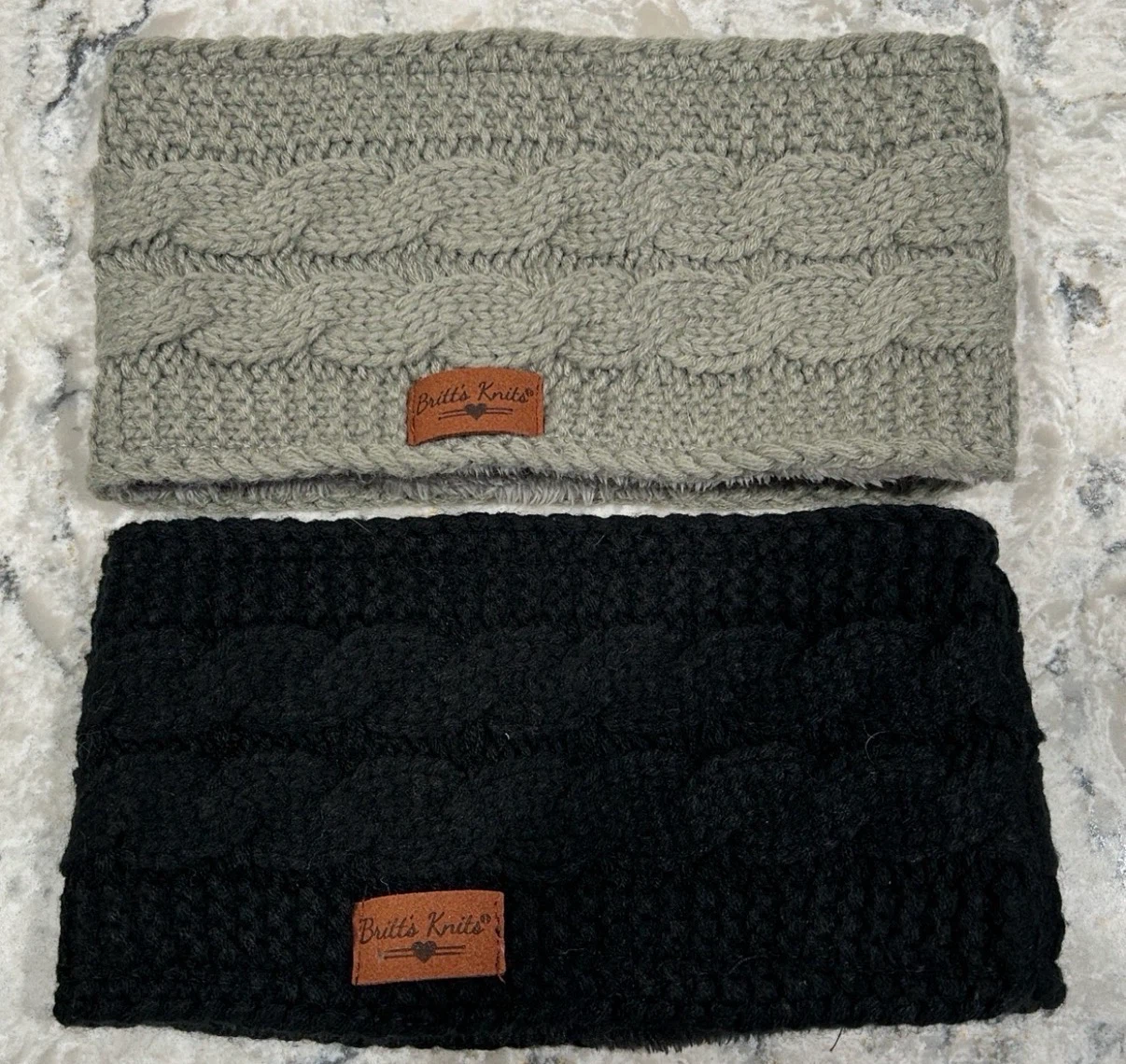 Black and Grey Cable Knit Cozy Headband
