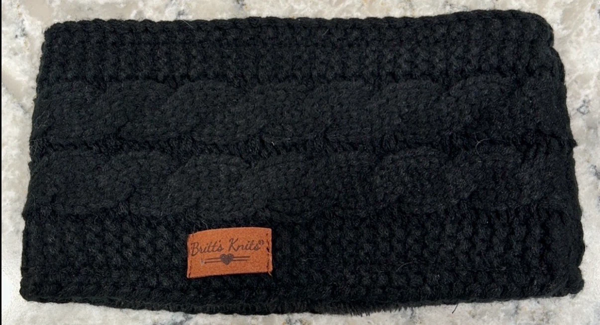 Black and Grey Cable Knit Cozy Headband - photo 2
