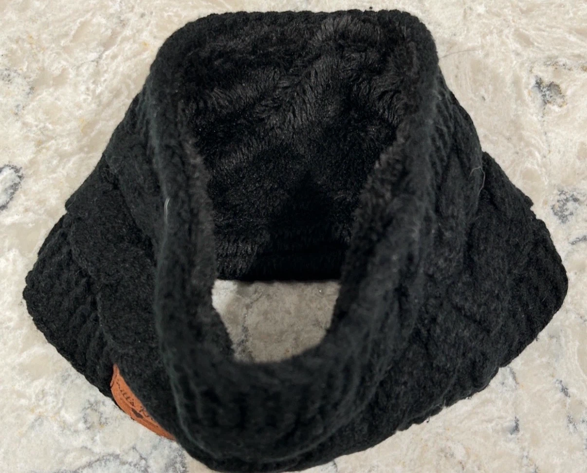 Black and Grey Cable Knit Cozy Headband - photo 3