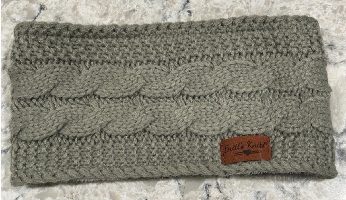 Black and Grey Cable Knit Cozy Headband - photo 4