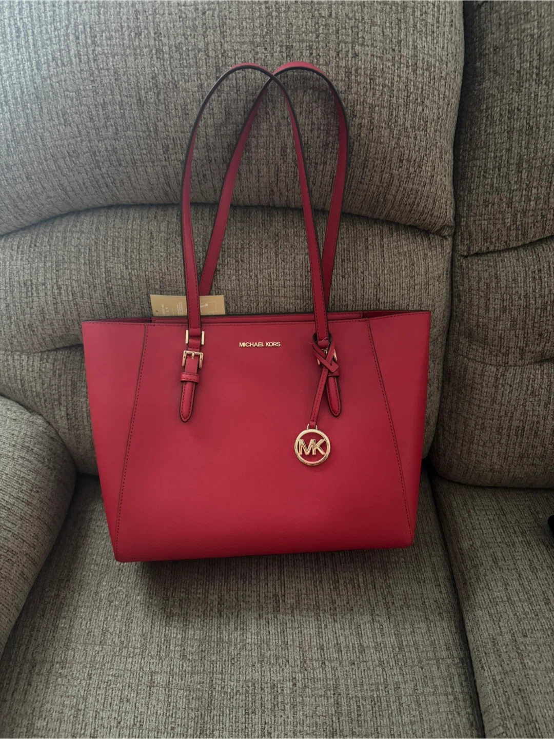 Authentic Michael Kors CHARLOTTE Women's Tote Bag Bright Red