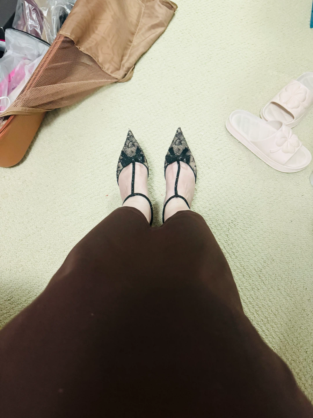 Women's Black Lace Heels with Sparkly Straps - photo 2