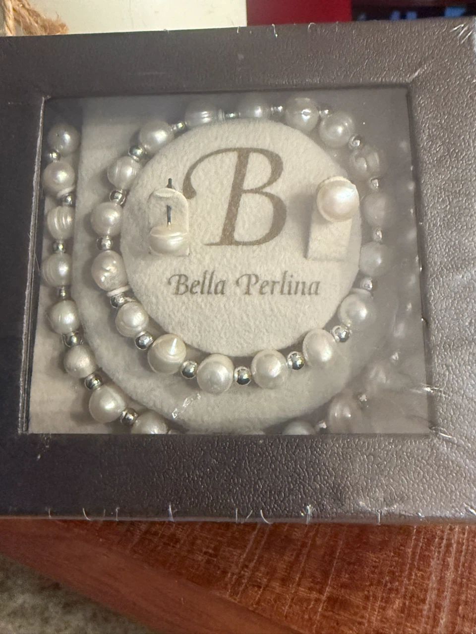 Bella Perlina Genuine Freshwater Pearl Necklace and Earring Set