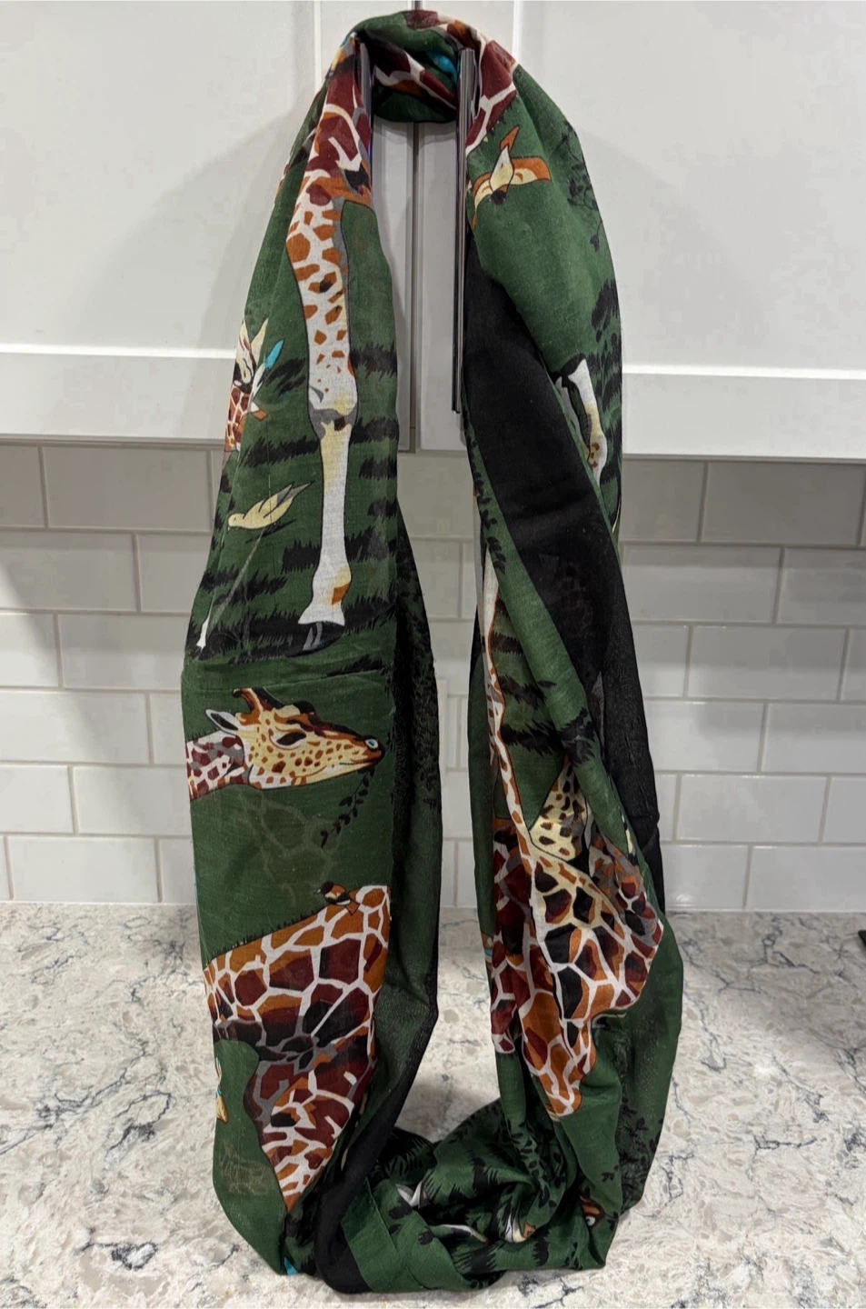 Green Giraffe Print Womens Infinity Scarf