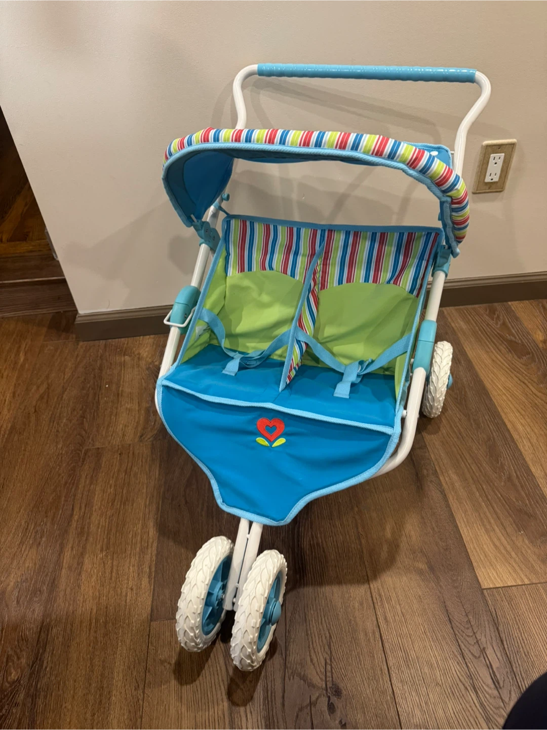Retired American Girl Bitty Baby Twin Dolls Double Stroller Side