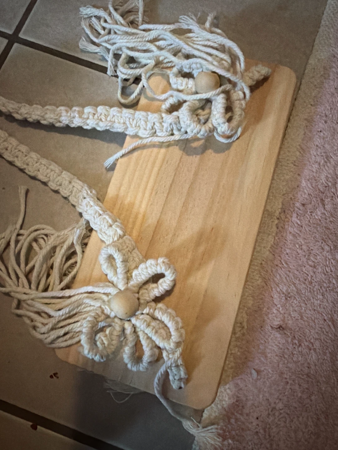 Macrame Plant Hanger with Wood Shelf & Chalk Marker - photo 3
