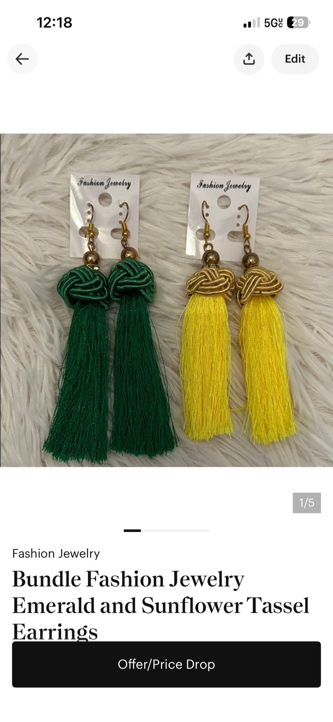 Bundle Fashion Jewelry Emerald and Sunflower Tassel Earrings