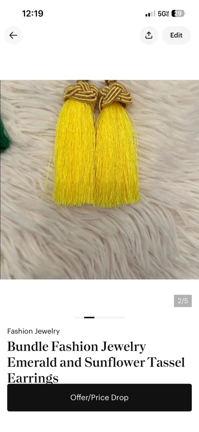 Bundle Fashion Jewelry Emerald and Sunflower Tassel Earrings - photo 3