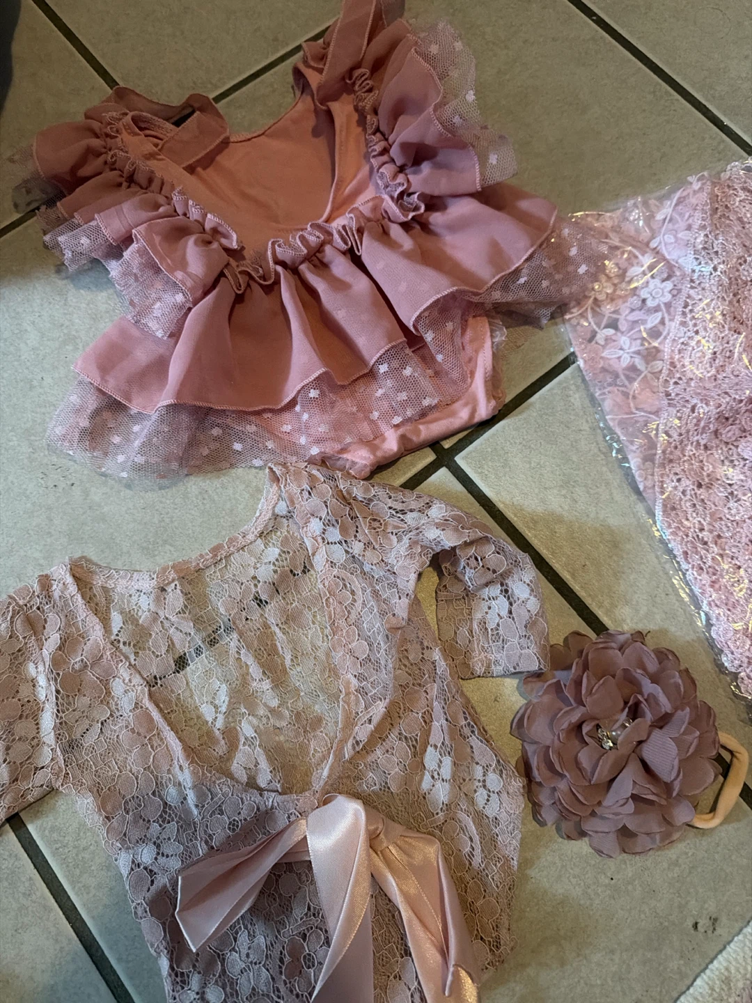 Pink Lace Romper & Headband Set - photo 5