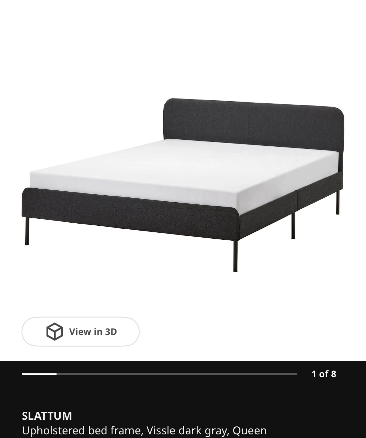 Slattum Ikea Queen Bed Frame and Asvang Queen mattress