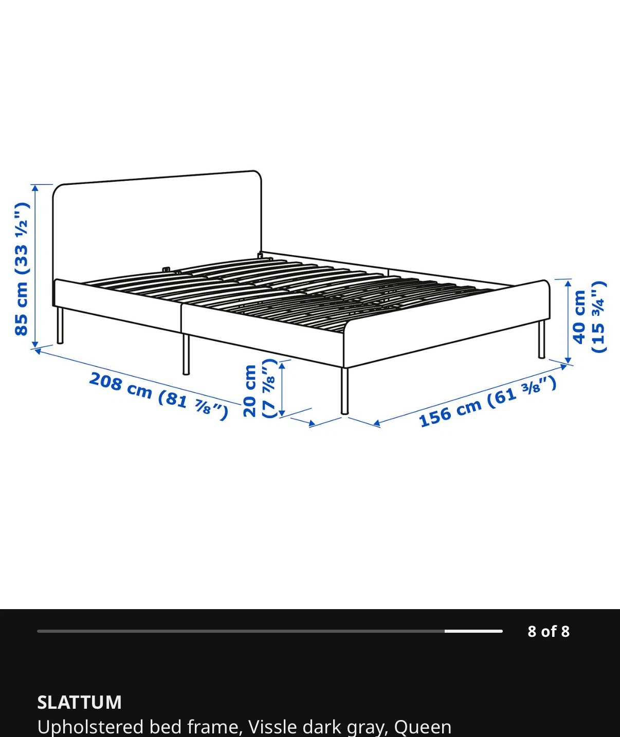 Slattum Ikea Queen Bed Frame and Asvang Queen mattress - photo 2