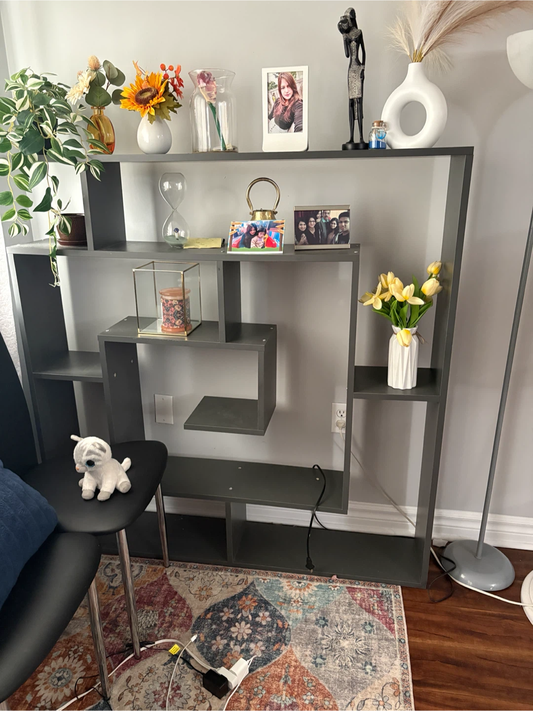 Grey Modern Geometric Bookshelf