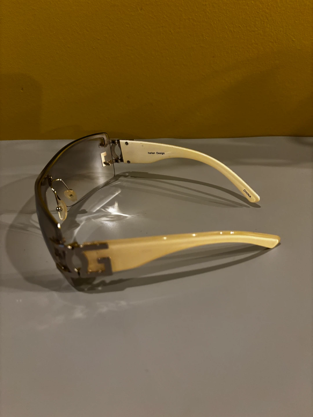 Rimless Shield Sunglasses with Gold Accents - photo 2