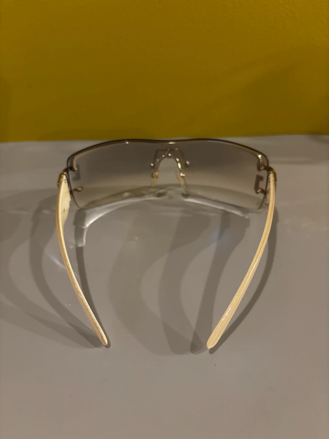 Rimless Shield Sunglasses with Gold Accents - photo 3