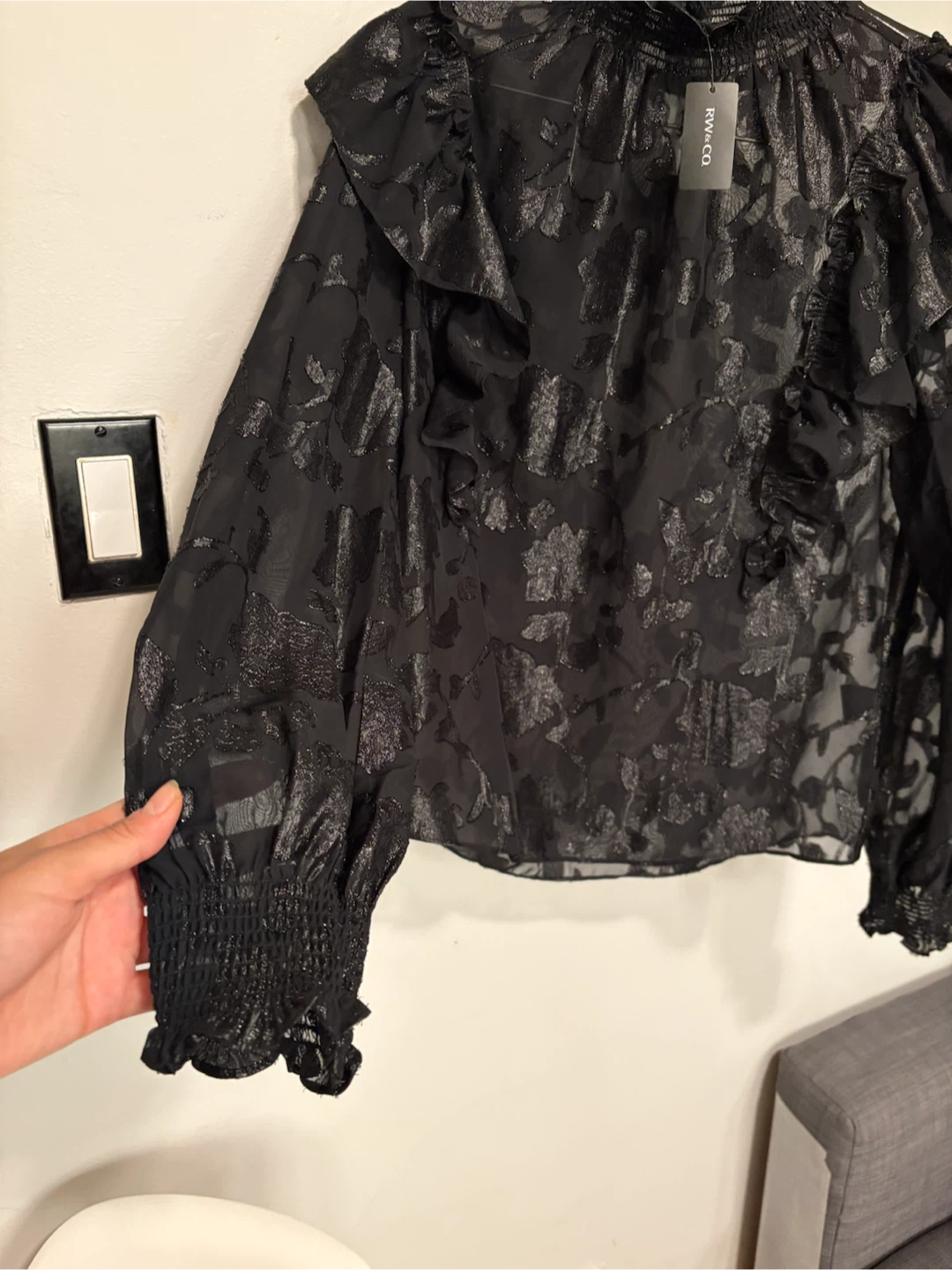 RW&CO Black Floral Sheer Blouse - photo 2