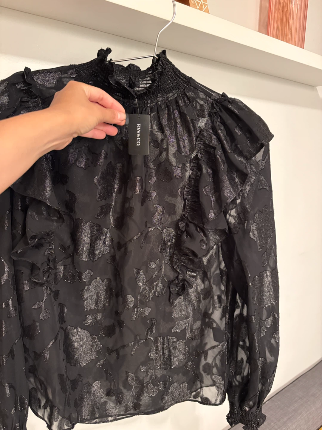 RW&CO Black Floral Sheer Blouse - photo 3