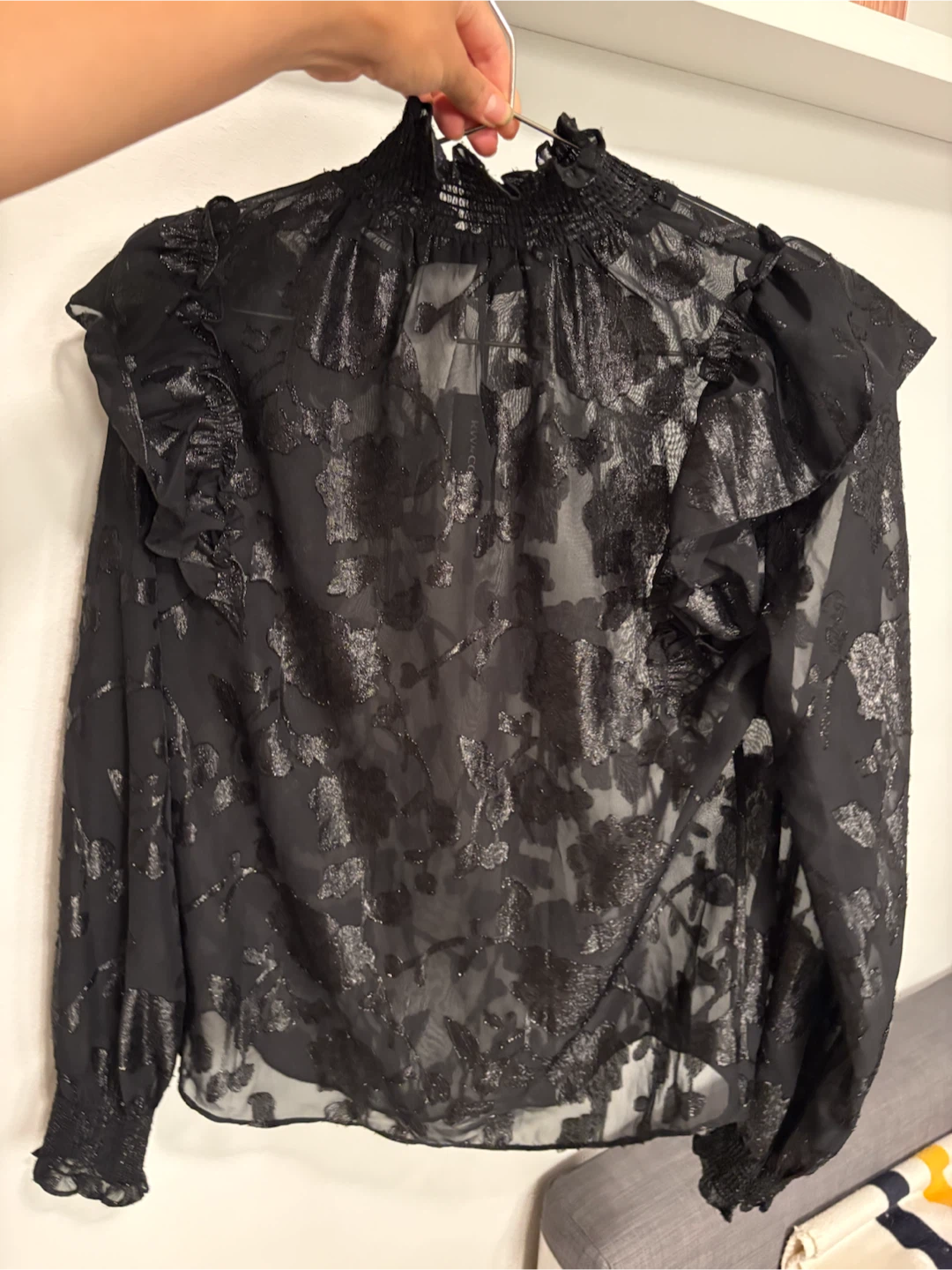RW&CO Black Floral Sheer Blouse - photo 4