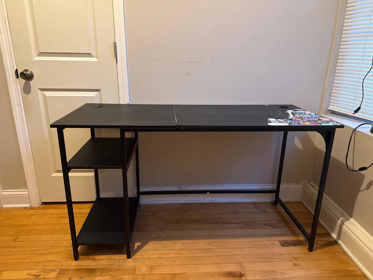 Black Computer Desk with Shelves