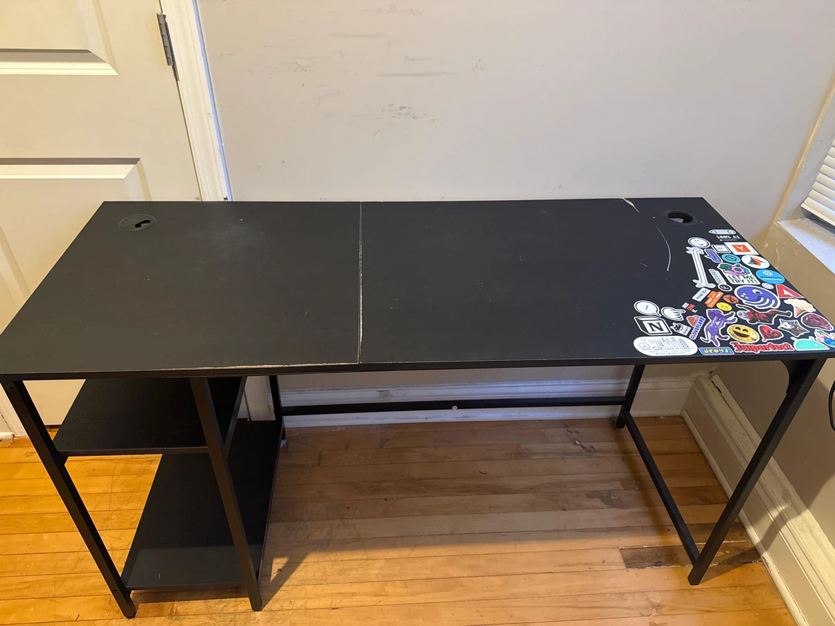 Black Computer Desk with Shelves - photo 2