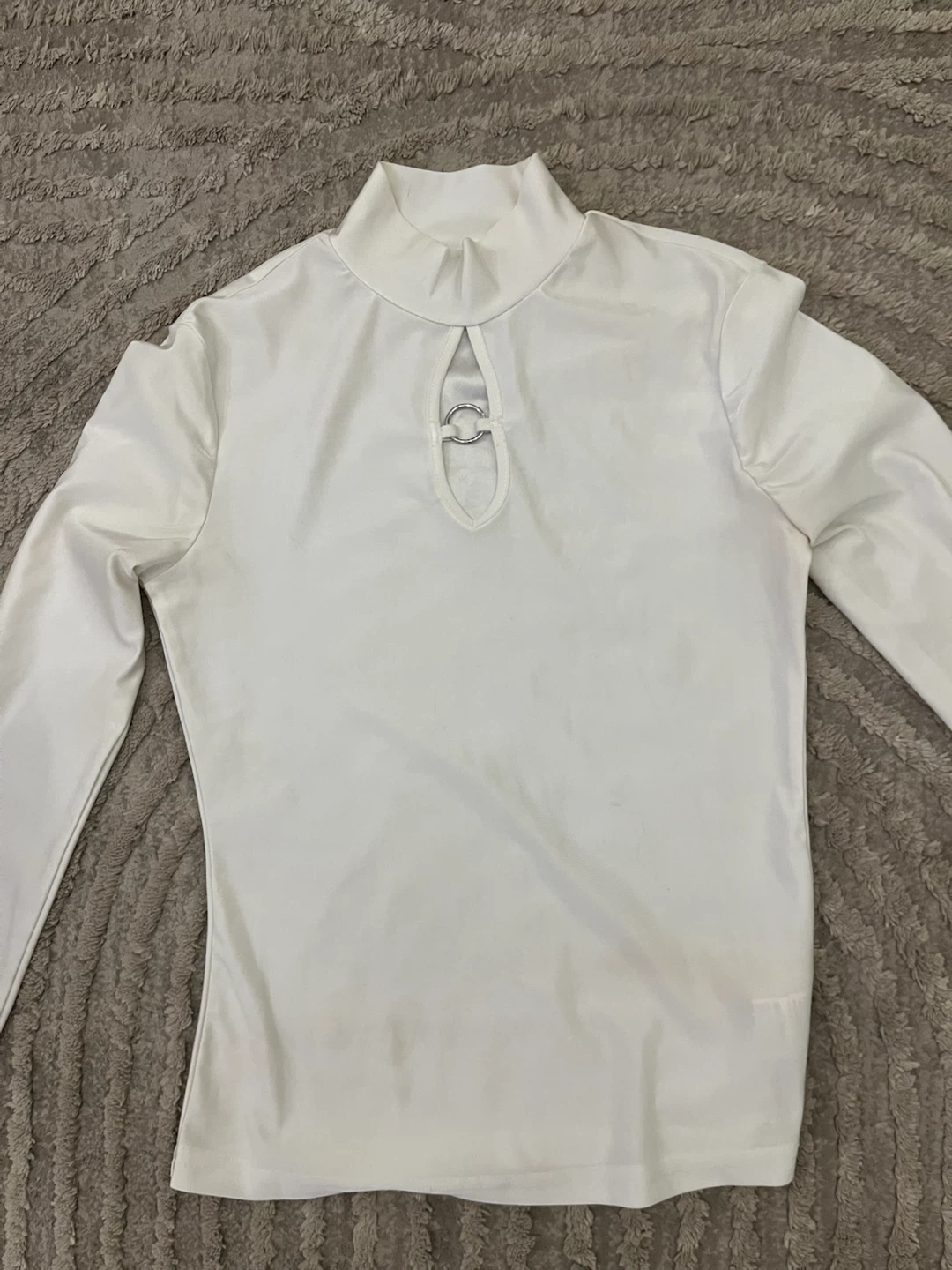 White Mock Neck Top with Ring Detail NEW - photo 2