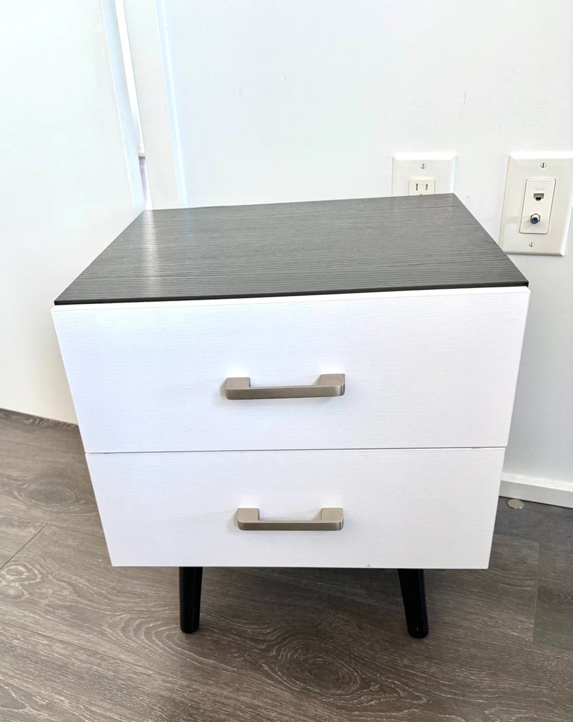 Two-drawer nightstand with black wood top - photo 2