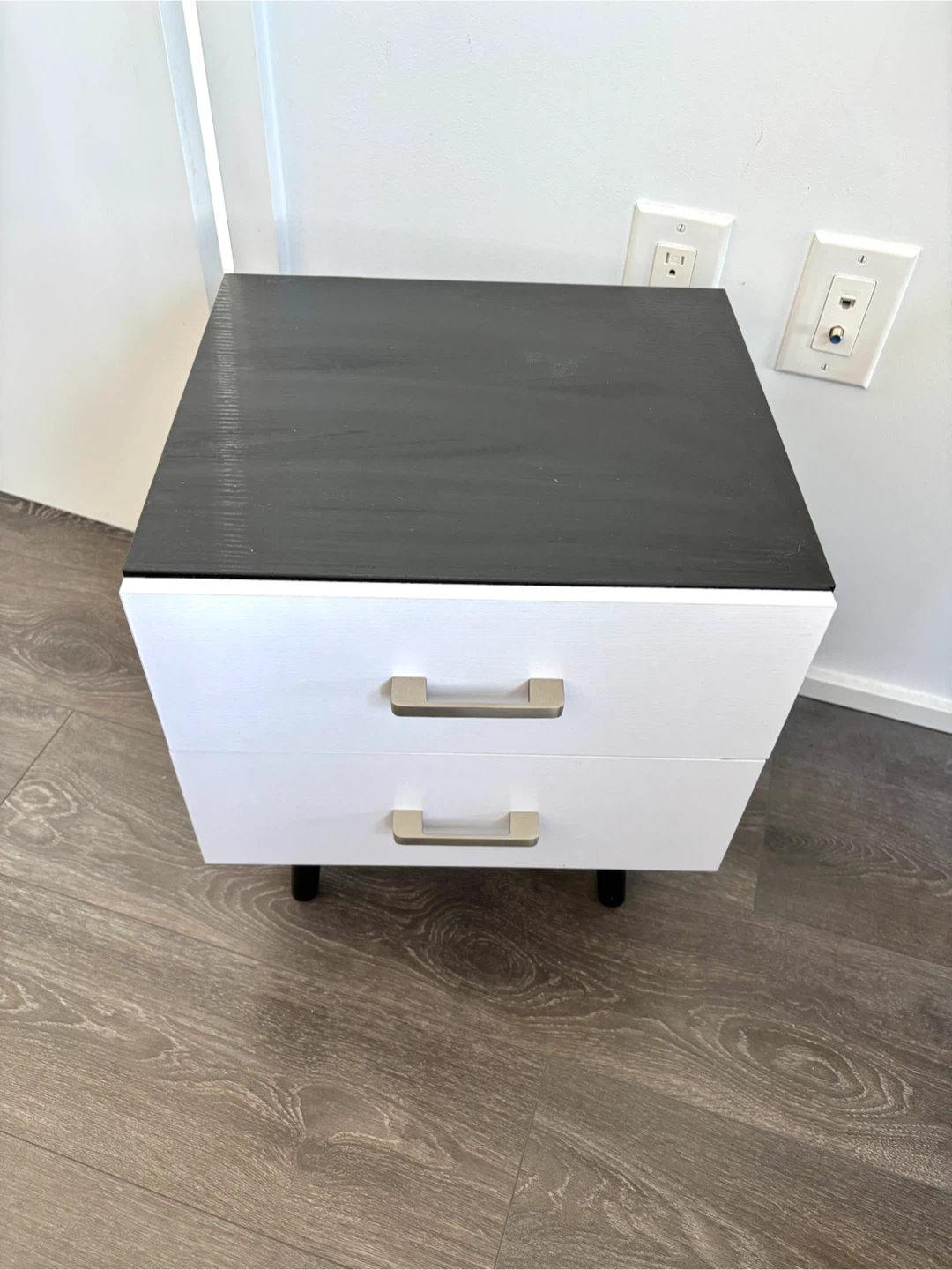 Two-drawer nightstand with black wood top - photo 3