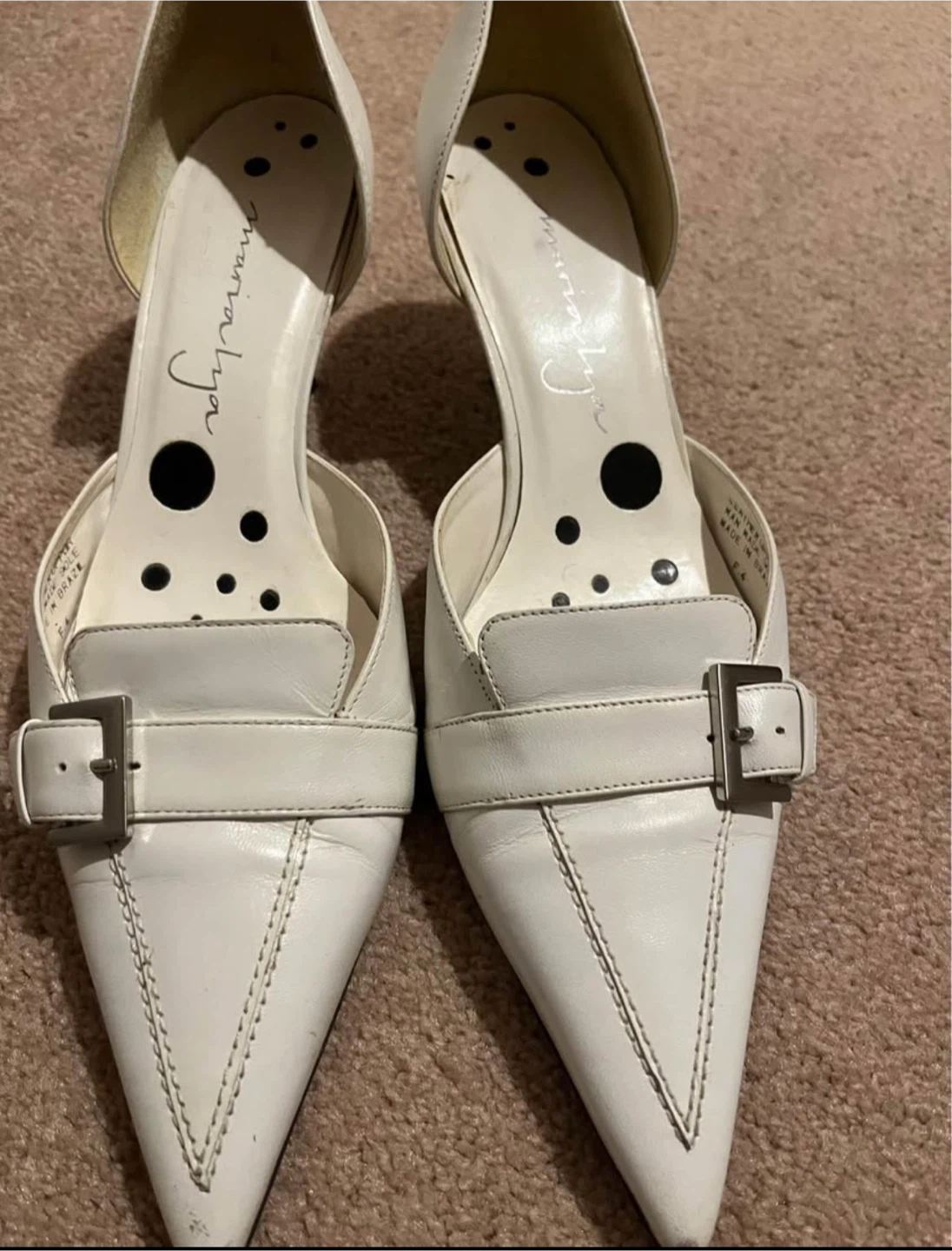 White Leather Pumps by Vaneli size 8