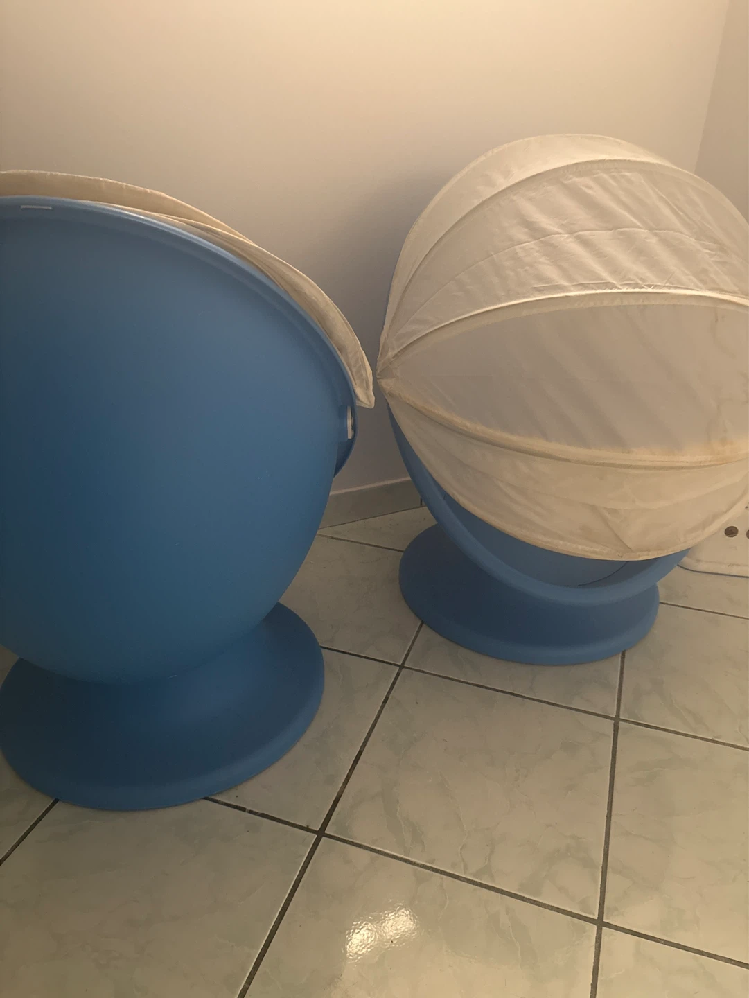 Blue Egg Chairs with Canopy