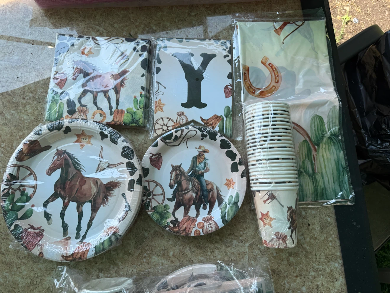 Cowboy Western Party Paper Plates, Cups, and Napkins Set