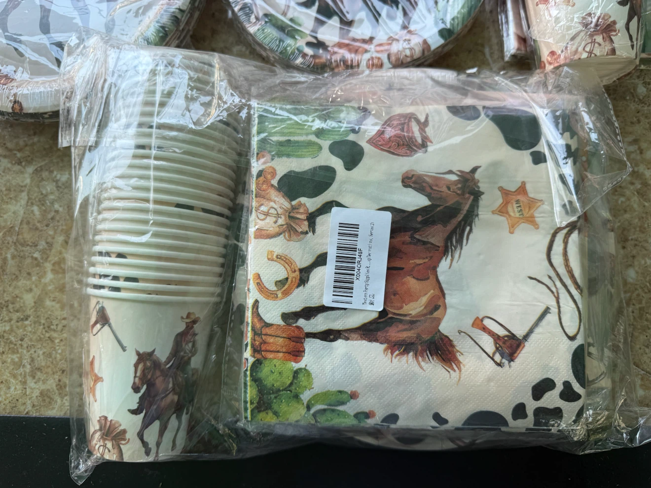 Cowboy Western Party Paper Plates, Cups, and Napkins Set - photo 3