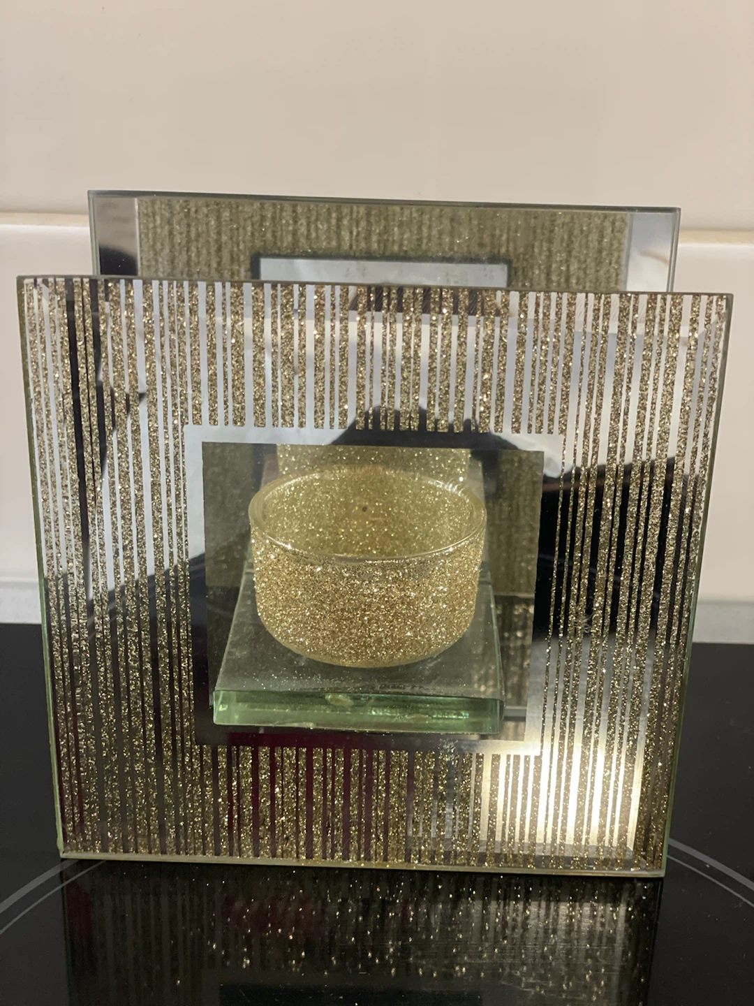 HOLIDAYSTUFF Glitter Mirror Tealight Holder