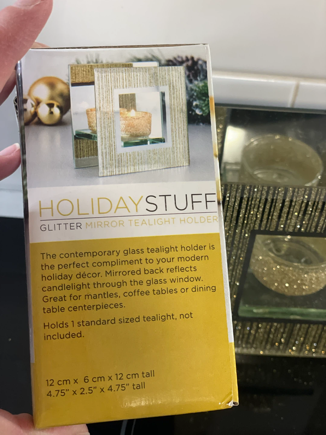 HOLIDAYSTUFF Glitter Mirror Tealight Holder - photo 2