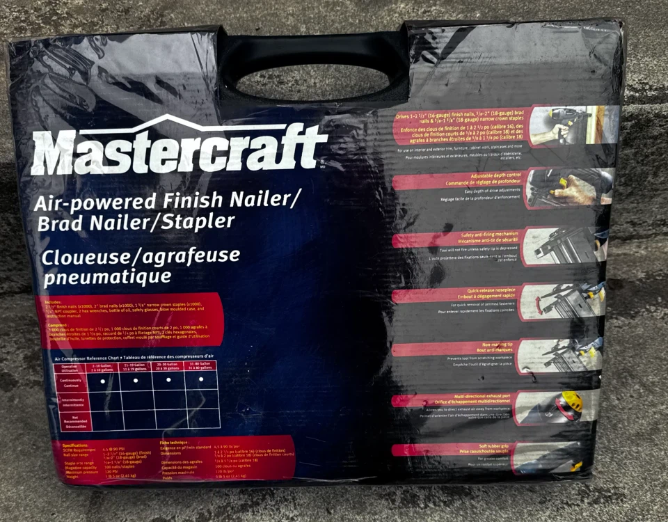 Mastercraft Air-powered Finish Nailer/Brad Nailer/Stapler
