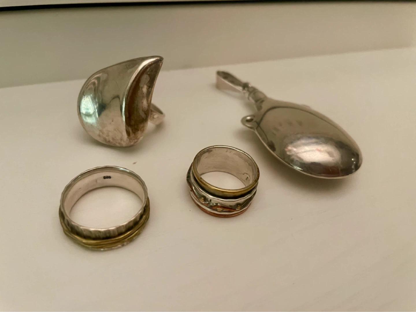 Sterling Silver Jewelry Lot — Mexican Silver & Spinner Rings - photo 2