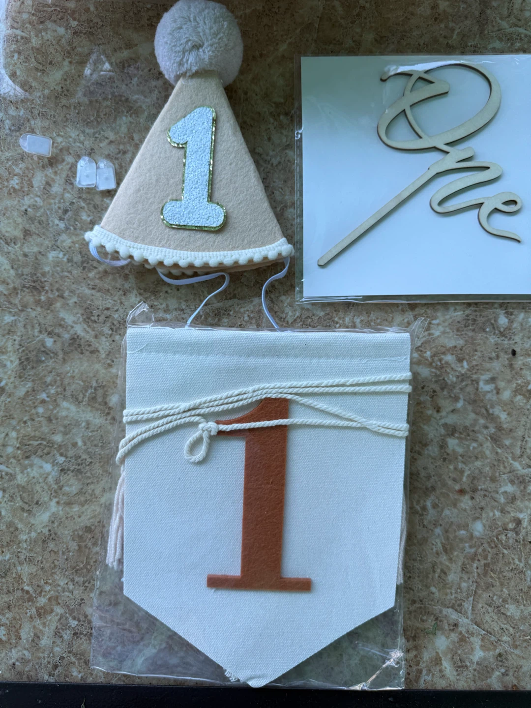 1st Birthday Party Decor Set - Hat, Banner & Cake Topper - photo 3