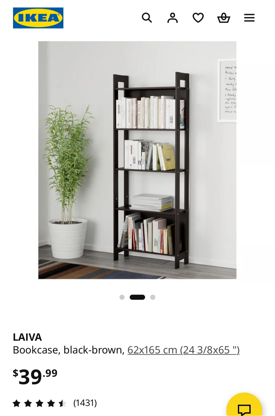 IKEA LAIVA Bookcase, Black-Brown