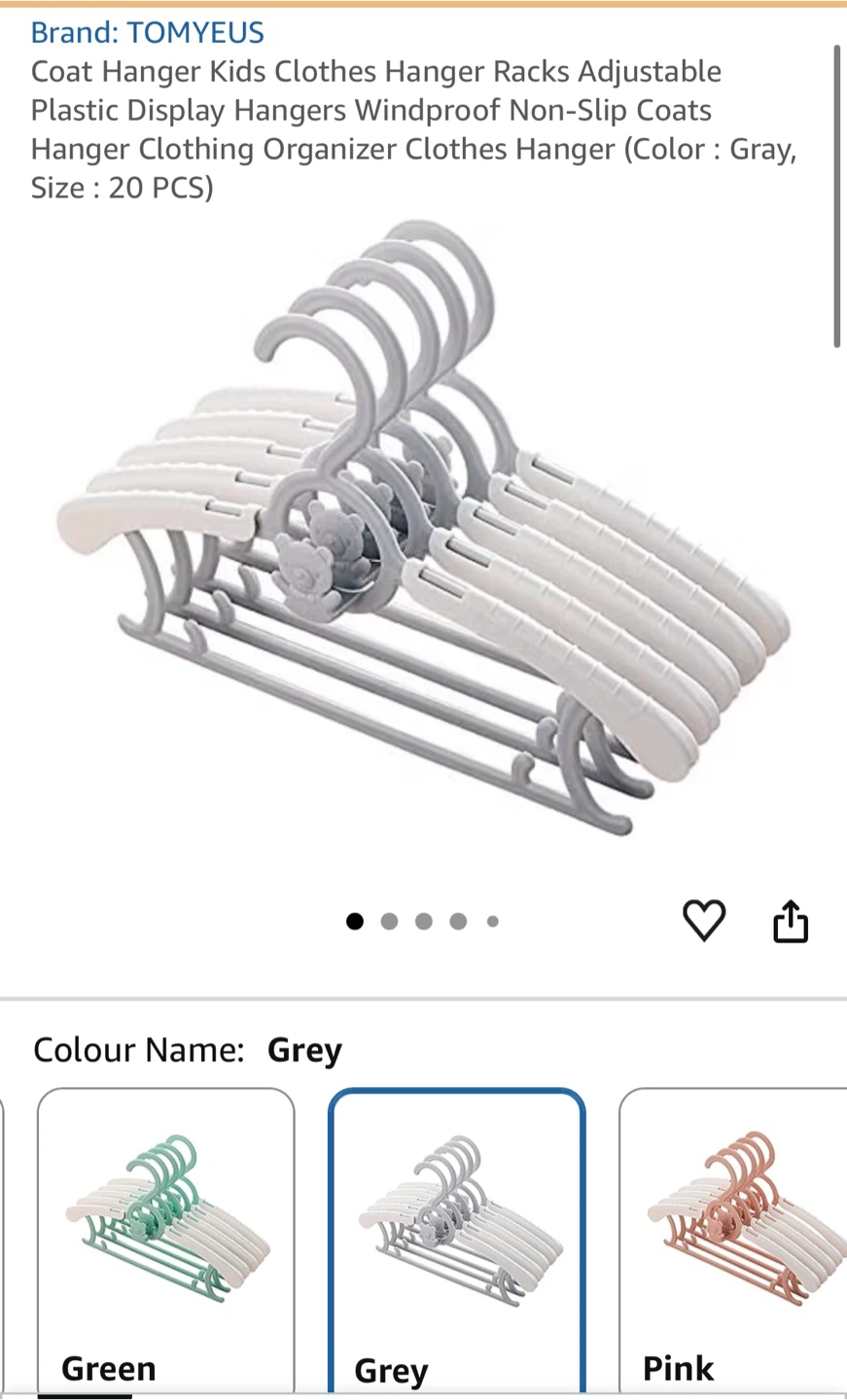 Kids Clothes Hanger Racks - Grey (20 PCS)