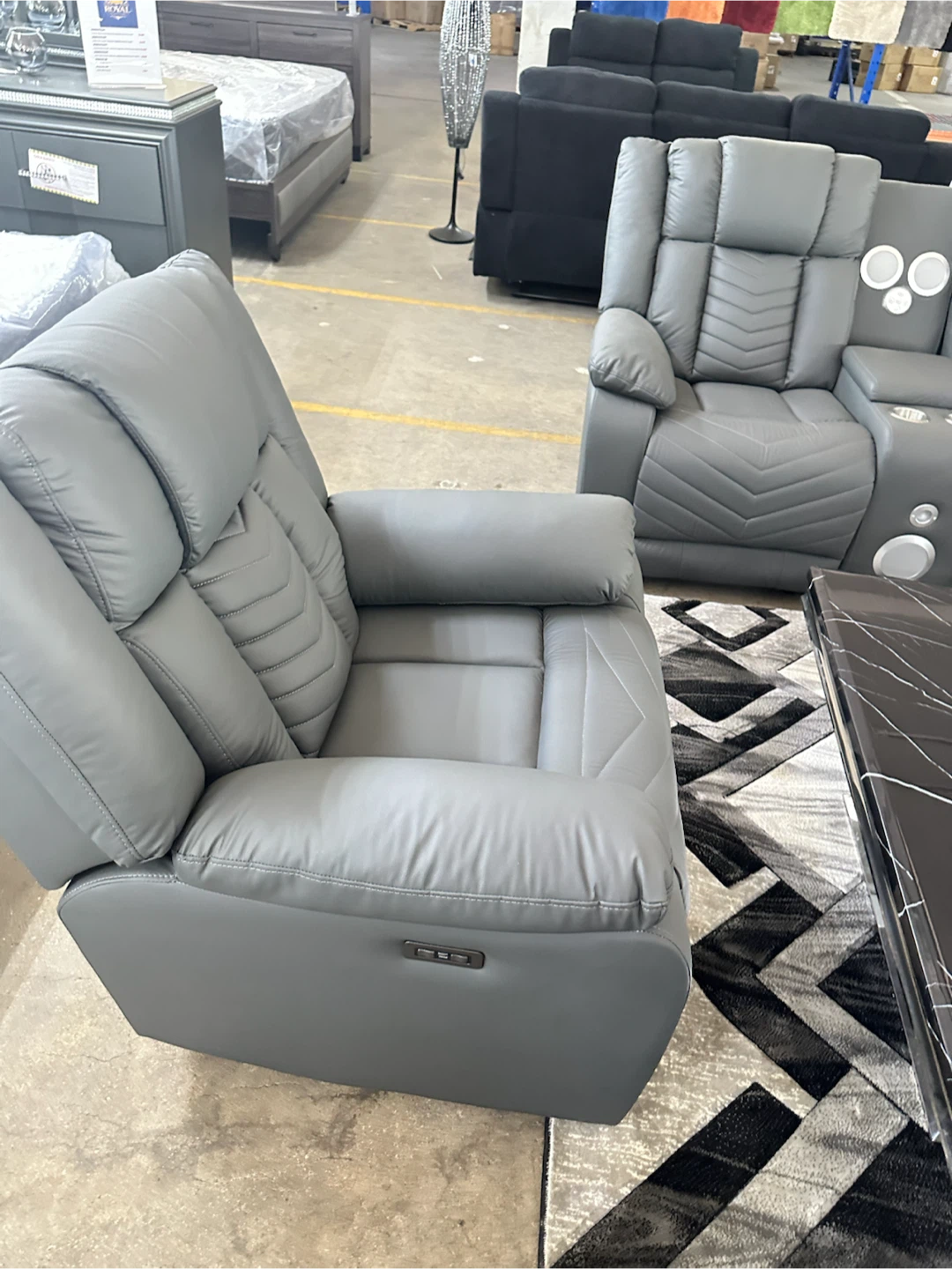 Gray Leather Power Reclining Sofa and loveseat - photo 2
