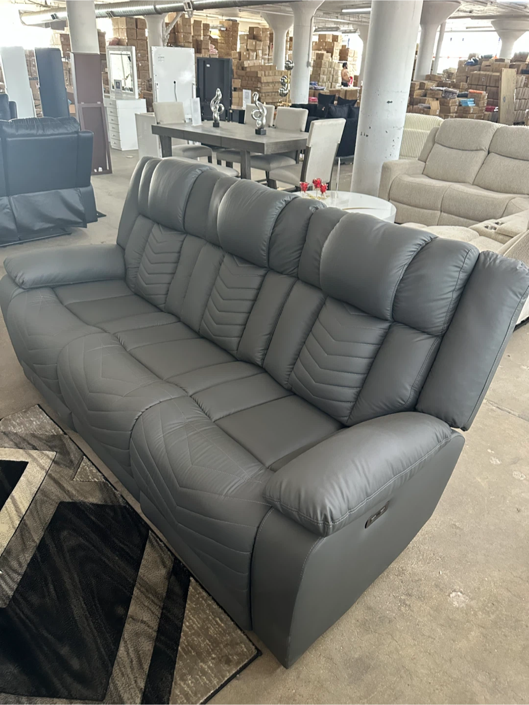 Gray Leather Power Reclining Sofa and loveseat - photo 3