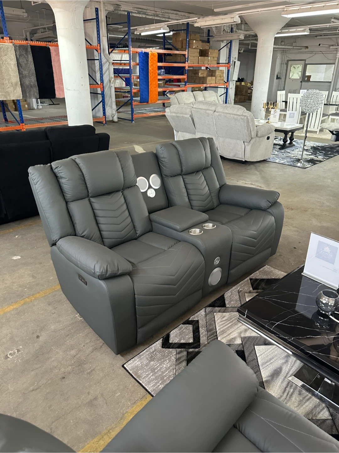 Gray Leather Power Reclining Sofa and loveseat - photo 4