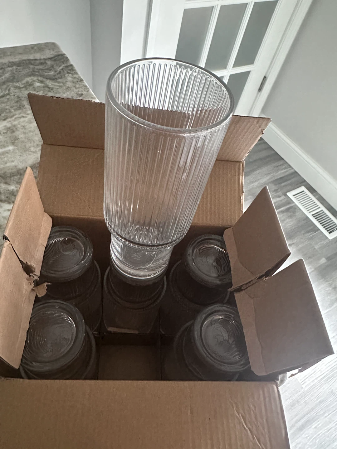 Set of 6 Vintage Ribbed Glass Tumblers