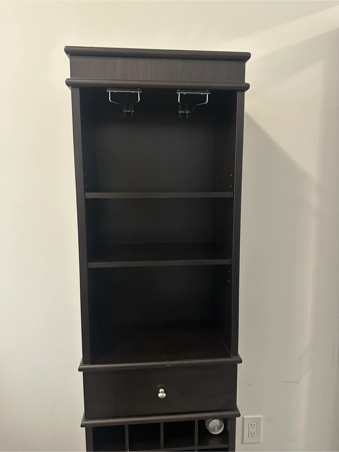 Dark Wood Wine Rack Cabinet with Glass Holders - photo 3
