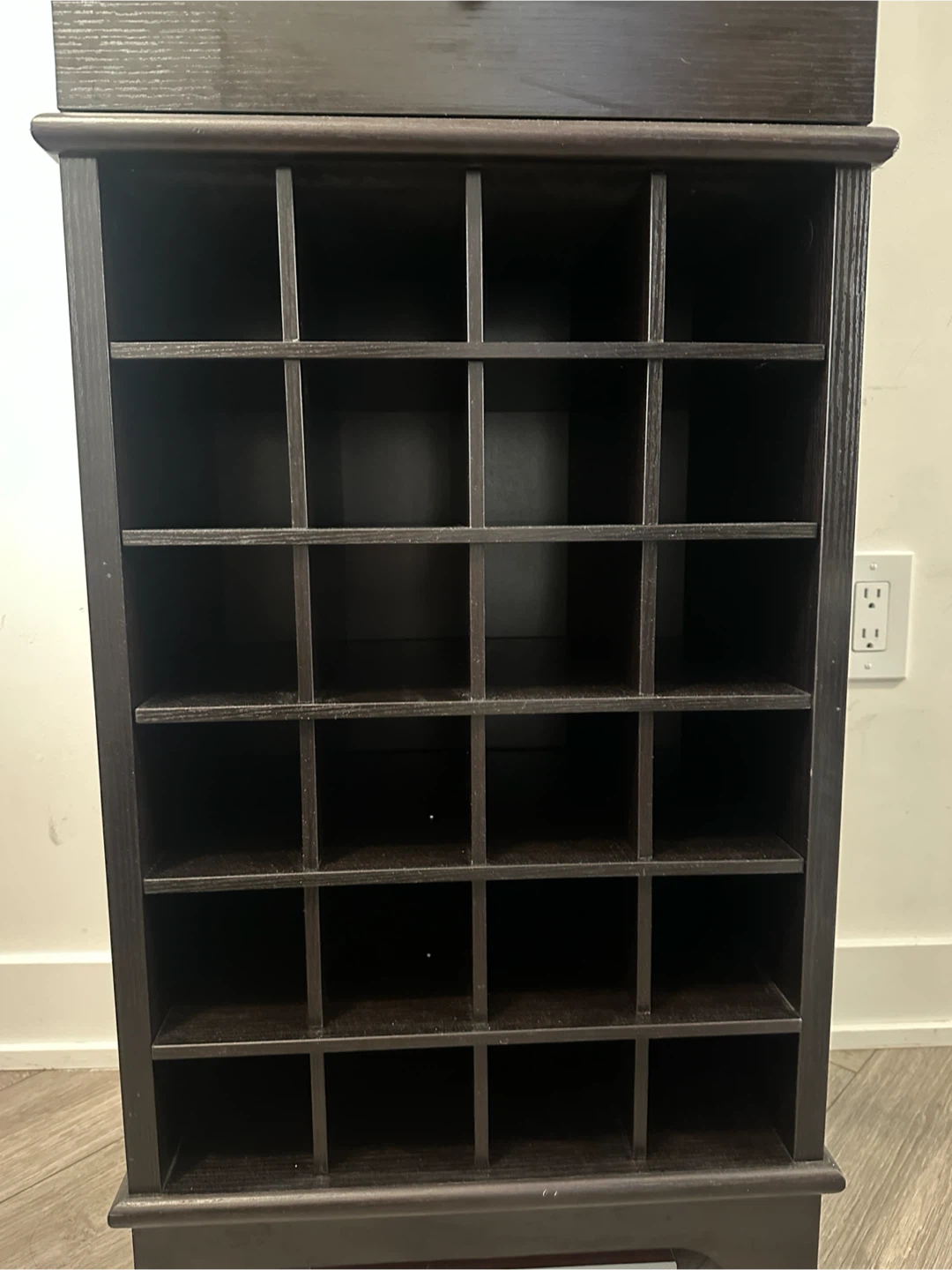 Dark Wood Wine Rack Cabinet with Glass Holders - photo 4