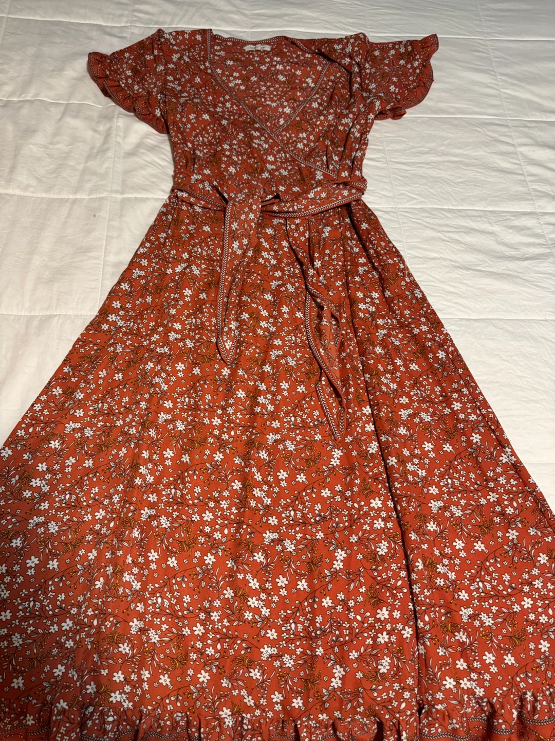 Max Studio Orange Floral Print Midi Dress Size S